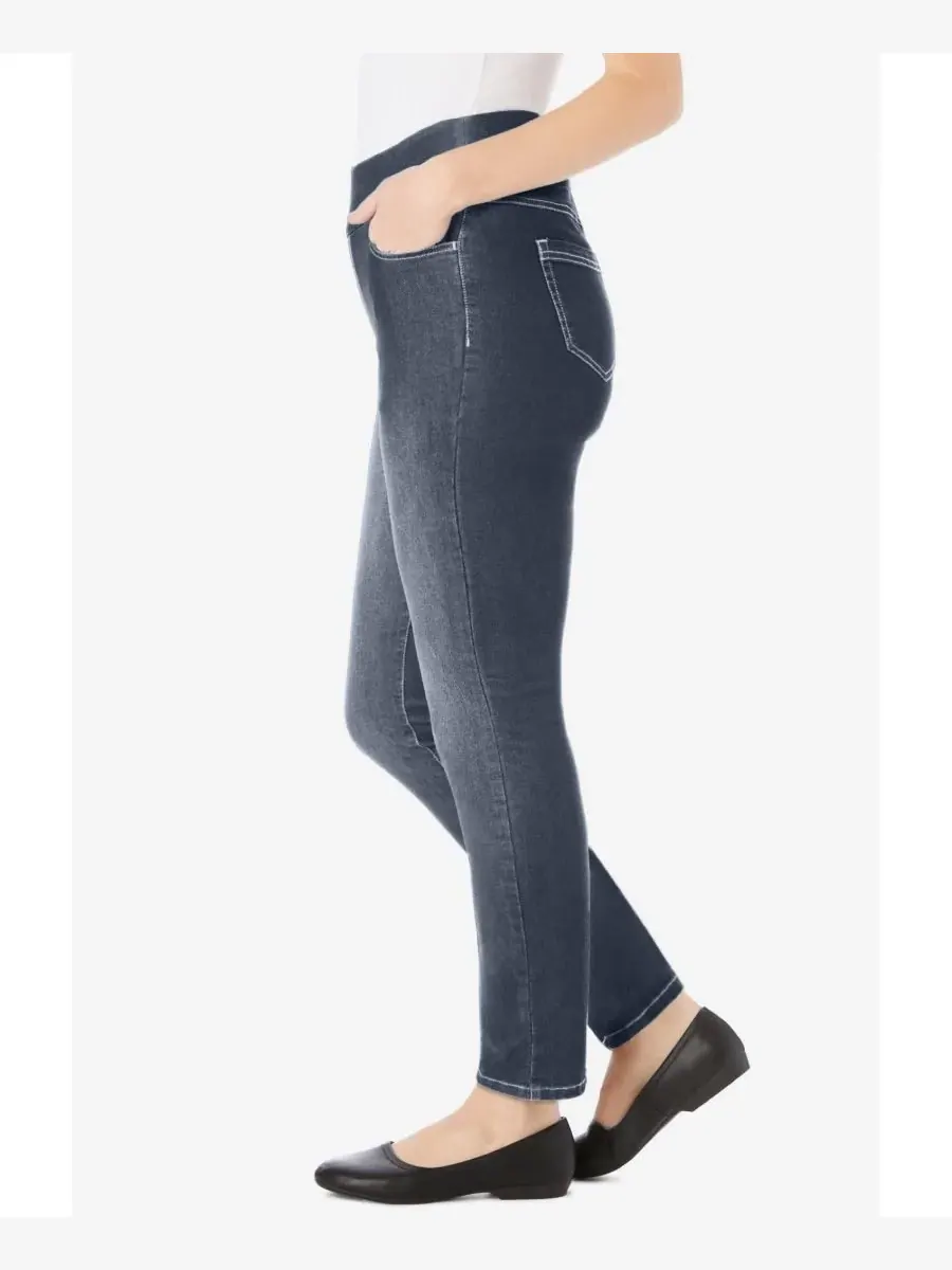Женские джинсы Within Tall Flex-Fit Pull-On Straight-Leg Gap-Free Stretch Denim Jeans Woman Within — изображение 3 из 3
