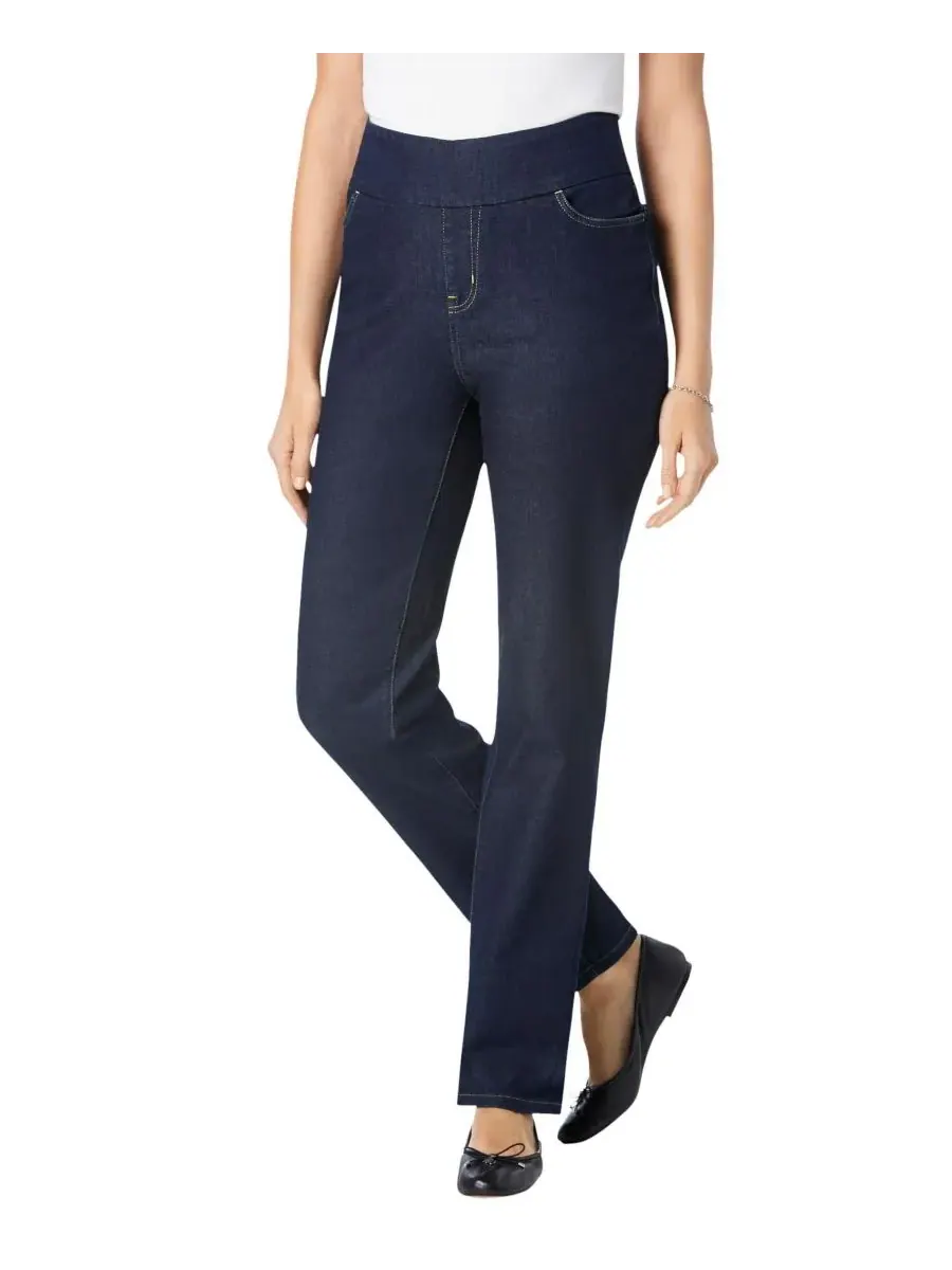 Женские джинсы Within Tall Flex-Fit Pull-On Straight-Leg Gap-Free Stretch Denim Jeans Woman Within — изображение 1 из 3