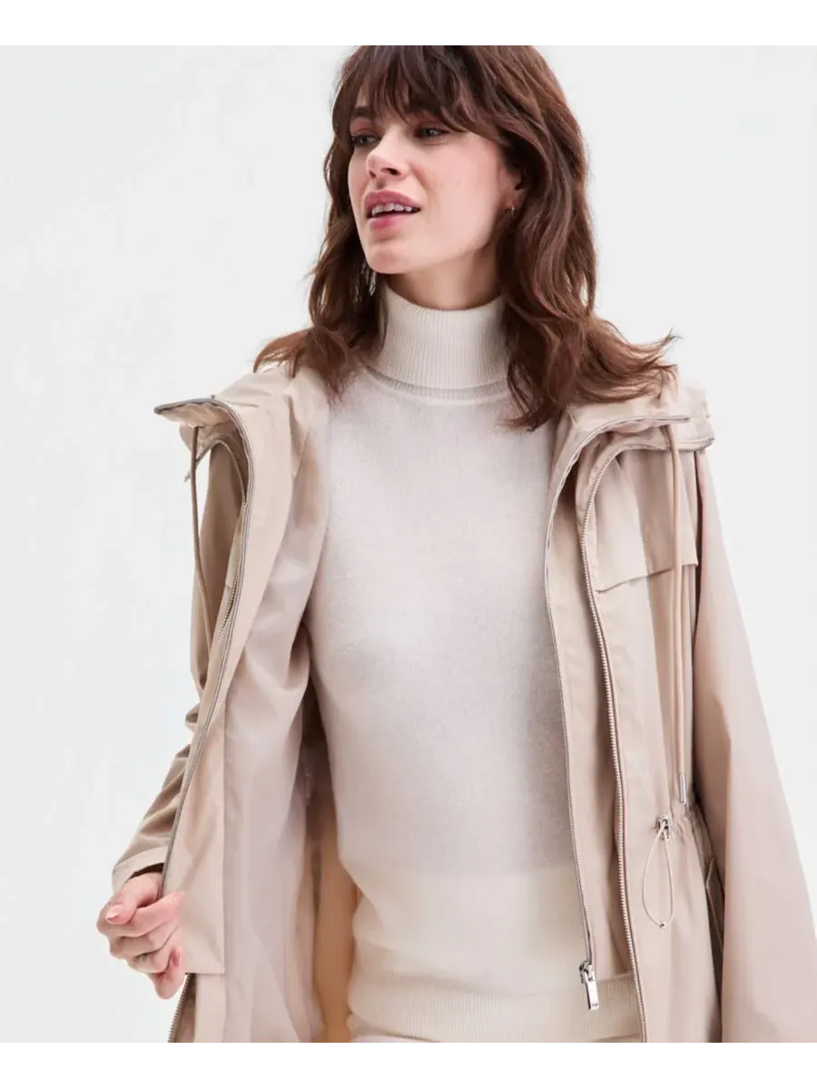 Женская куртка-анорак с капюшоном и нагрудником Calvin Klein, белый pepper — изображение 4 из 5