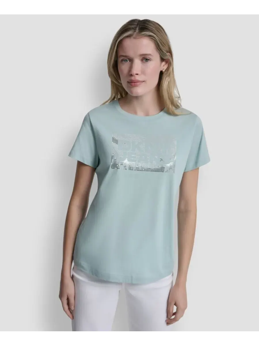Женская футболка с круглым вырезом DKNY Jeans — изображение 1 из 5, серебристый