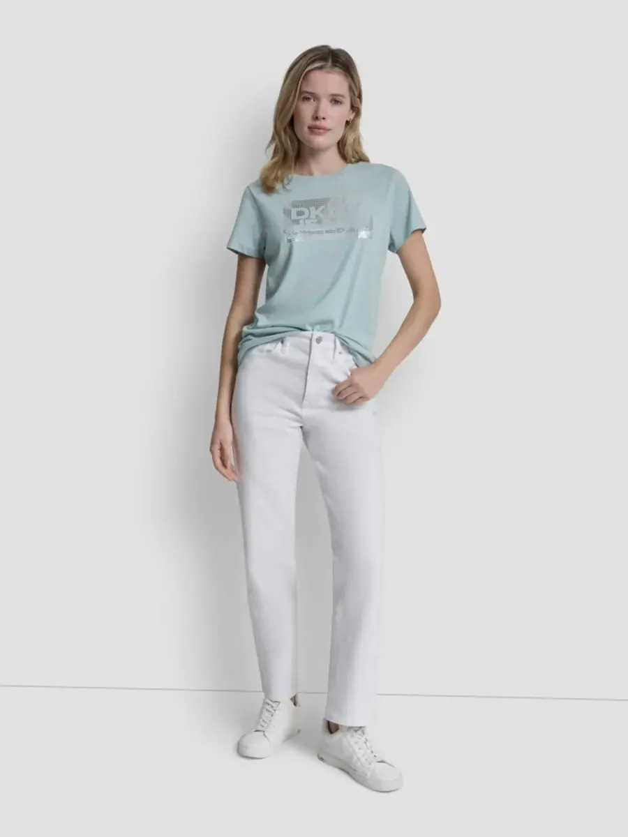 Женская футболка с круглым вырезом DKNY Jeans — изображение 2 из 5, серебристый