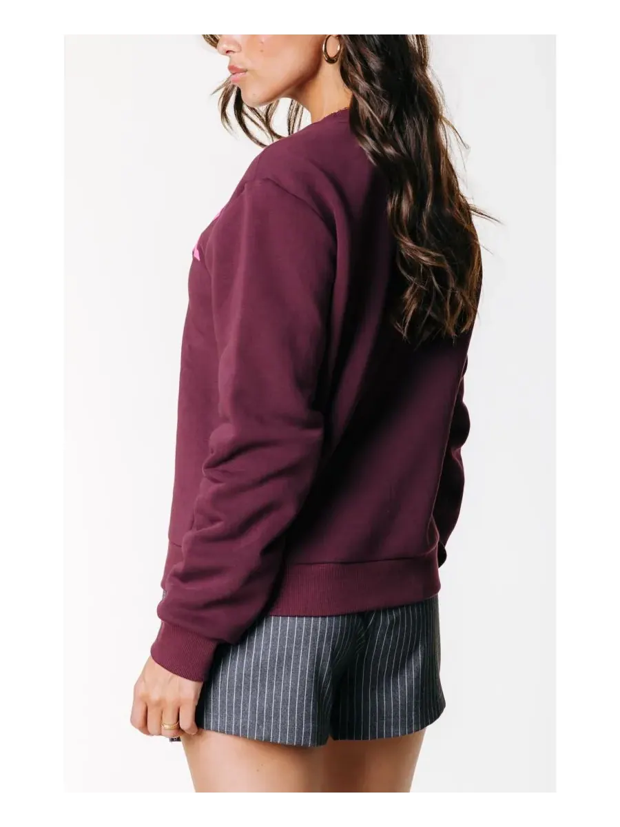 Colourful Rebel Женская веломакияж Logo Wave Puff Relaxed Sweat Port Red — изображение 2 из 4, красный