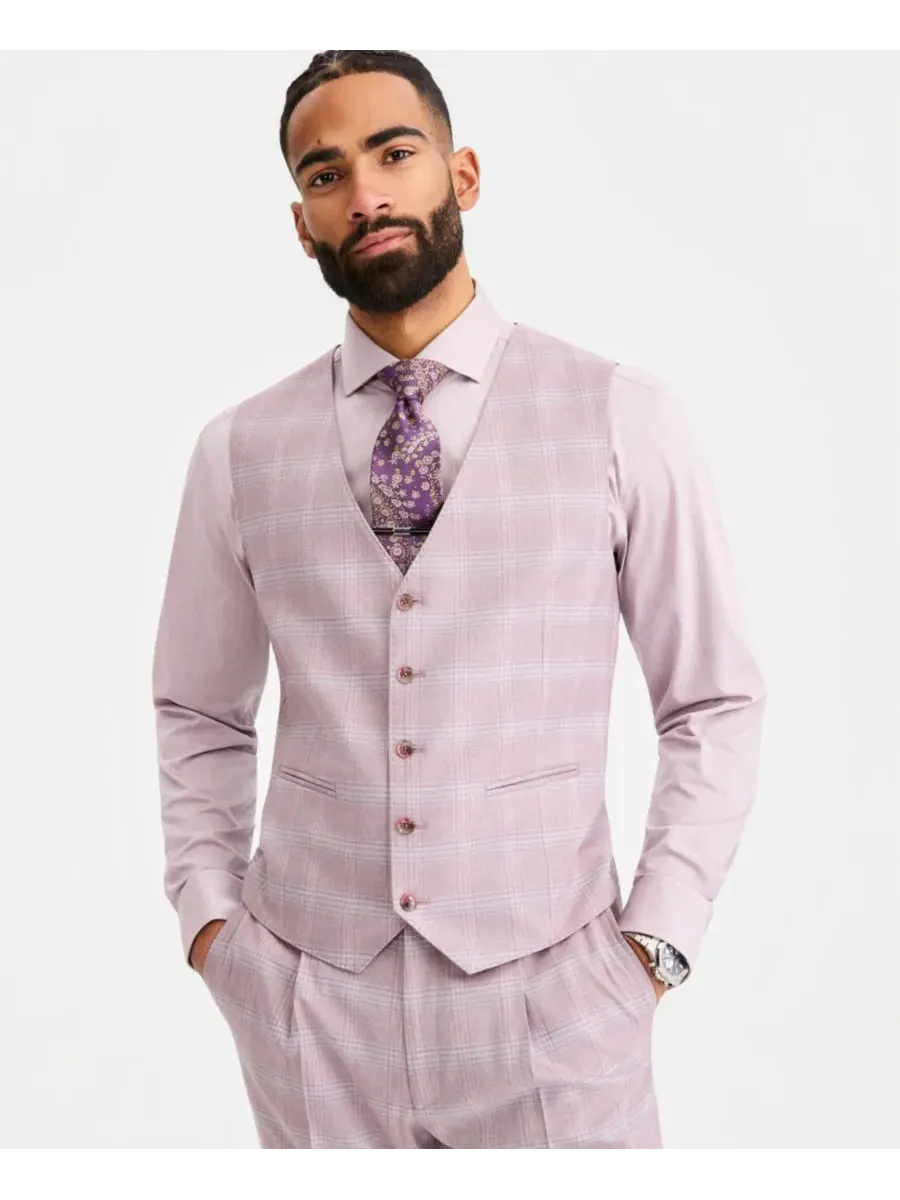 Tayion Collection Мужской классический костюм пыльно-розового цвета, состоящий из жилета и других — розовый