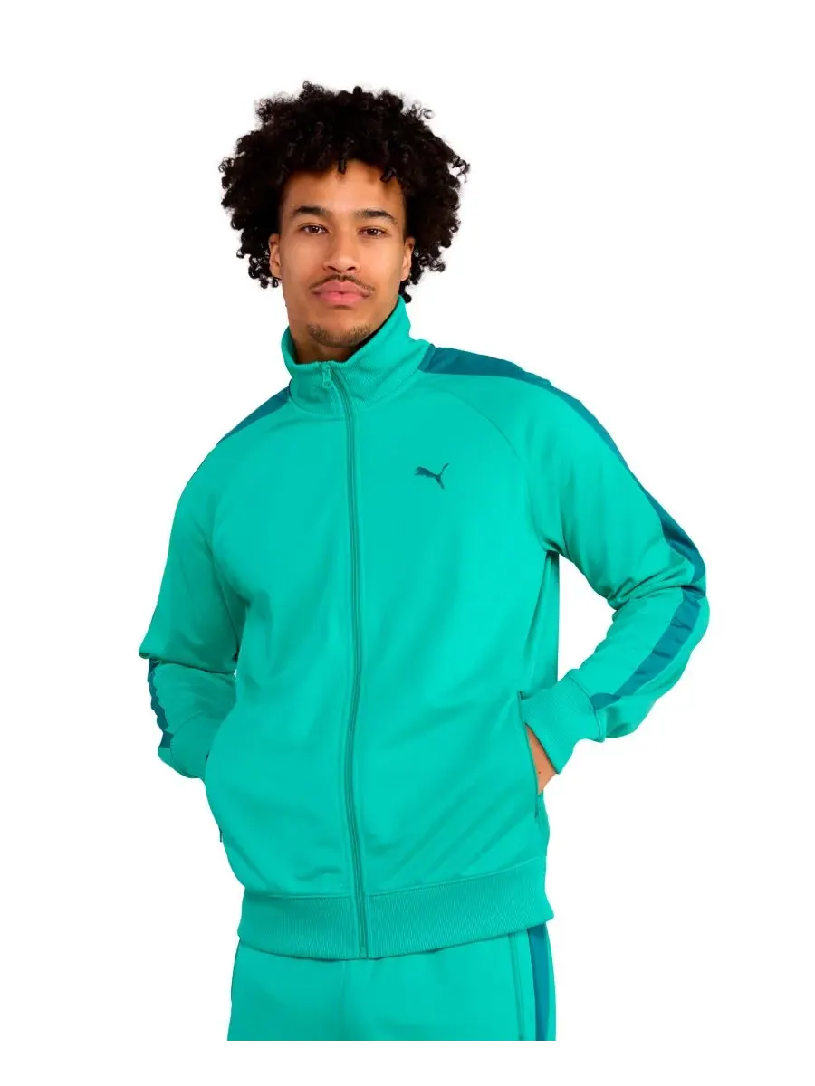 Мужская спортивная куртка Essential T7 на молнии Puma — изображение 1 из 3, зеленый