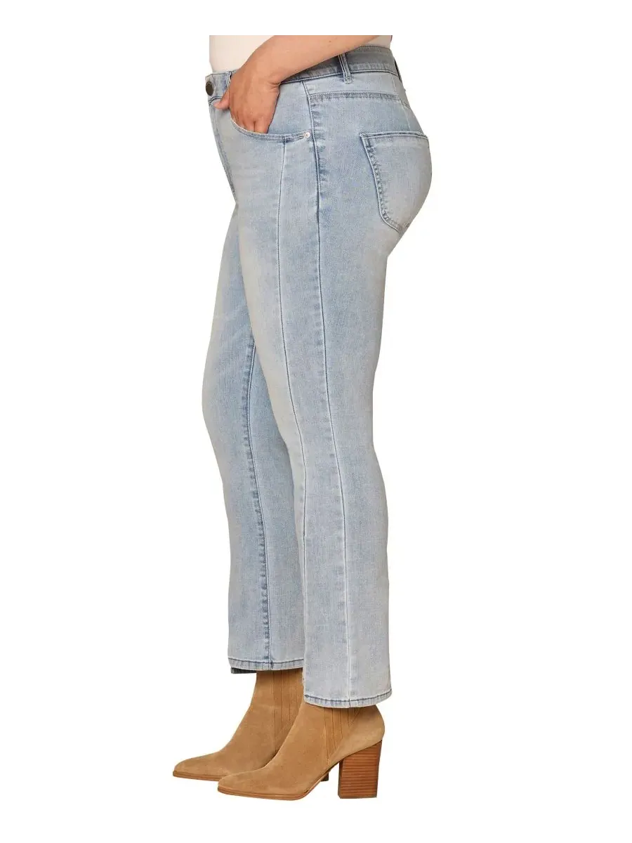 Джинсы-клеш большого размера Skyrise Barely Boot Cut Jeans Democracy — изображение 2 из 3, светлый синий