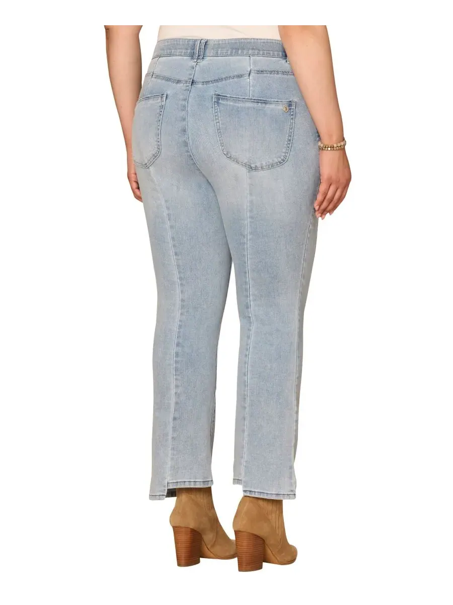 Джинсы-клеш большого размера Skyrise Barely Boot Cut Jeans Democracy — изображение 3 из 3, светлый синий