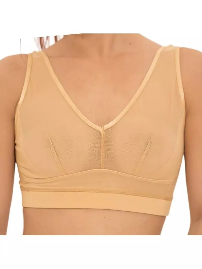Бюстгальтер-топ без застежек Nude Shade Wireless Comfort Mesh Naked Rebellion — бежевый