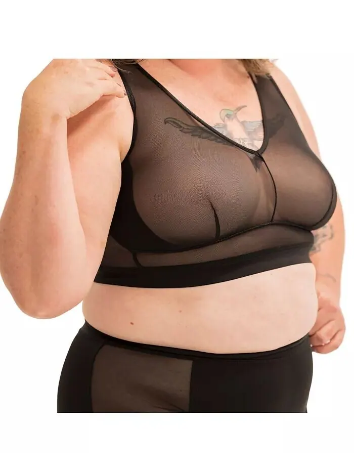 Бюстгальтер-топ без застежек Nude Shade Wireless Comfort Mesh Naked Rebellion — изображение 3 из 3, черный