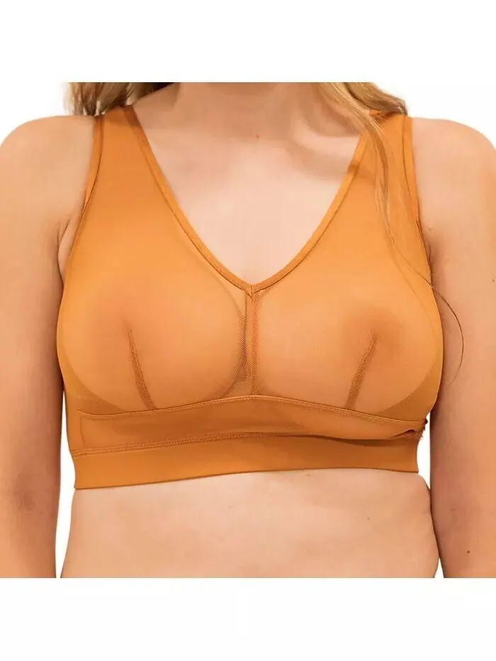Бюстгальтер-топ без застежек Nude Shade Wireless Comfort Mesh Naked Rebellion — изображение 1 из 3, карамель