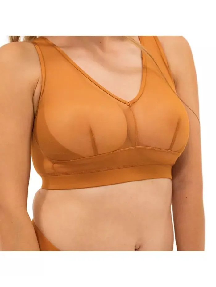 Бюстгальтер-топ без застежек Nude Shade Wireless Comfort Mesh Naked Rebellion — изображение 3 из 3, карамель