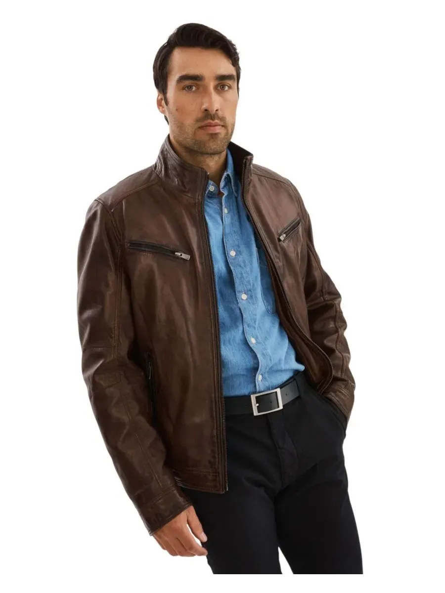 Мужская кожаная байкерская куртка GUNNAR Regency Leathers — черный
