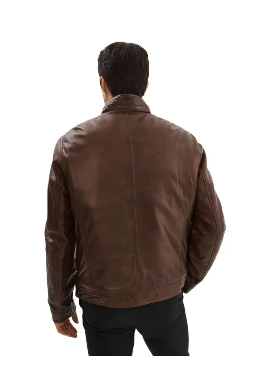 Мужская кожаная байкерская куртка GUNNAR Regency Leathers — изображение 3 из 3, коричневый/черный