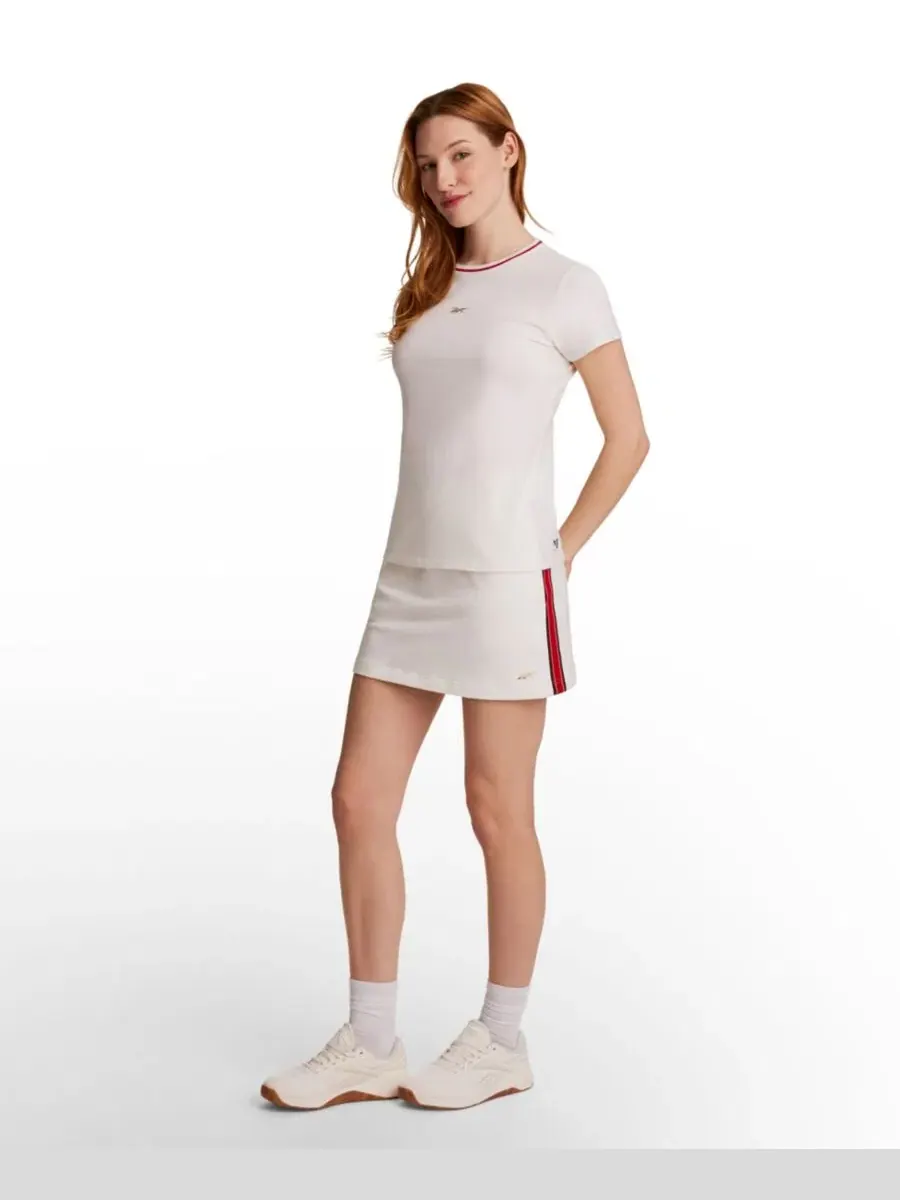 Женская облегающая футболка с коротким рукавом и круглым вырезом Reebok, Vector Chalk — изображение 2 из 4