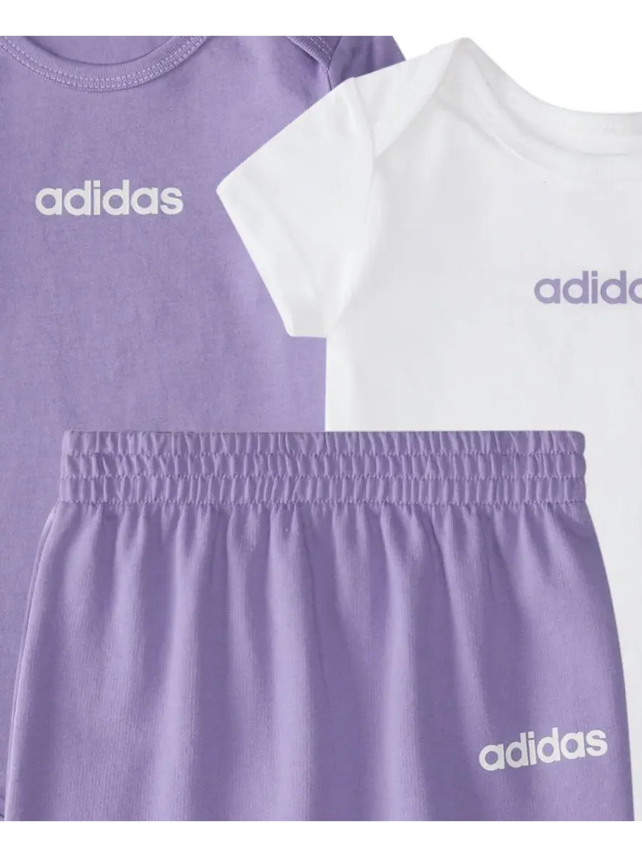 Комплект из 2 боди и брюк adidas — изображение 3 из 3, фиолетовый