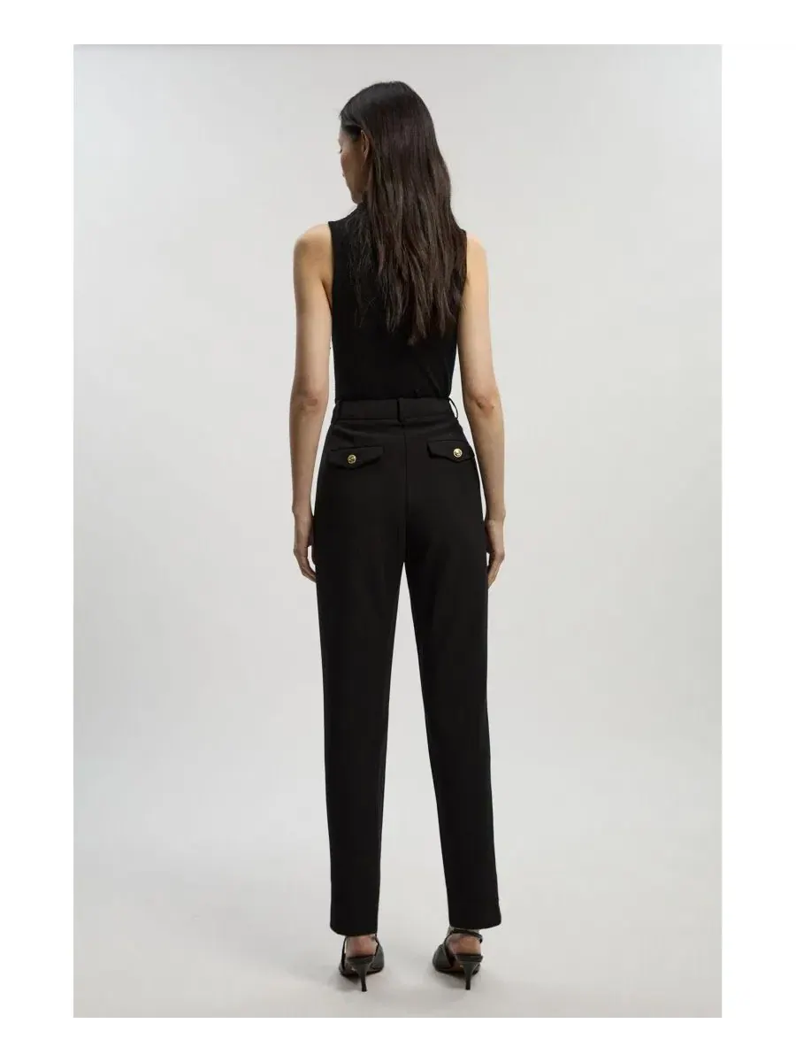 Укороченные военные прямые брюки Karen Millen — изображение 3 из 8, черный