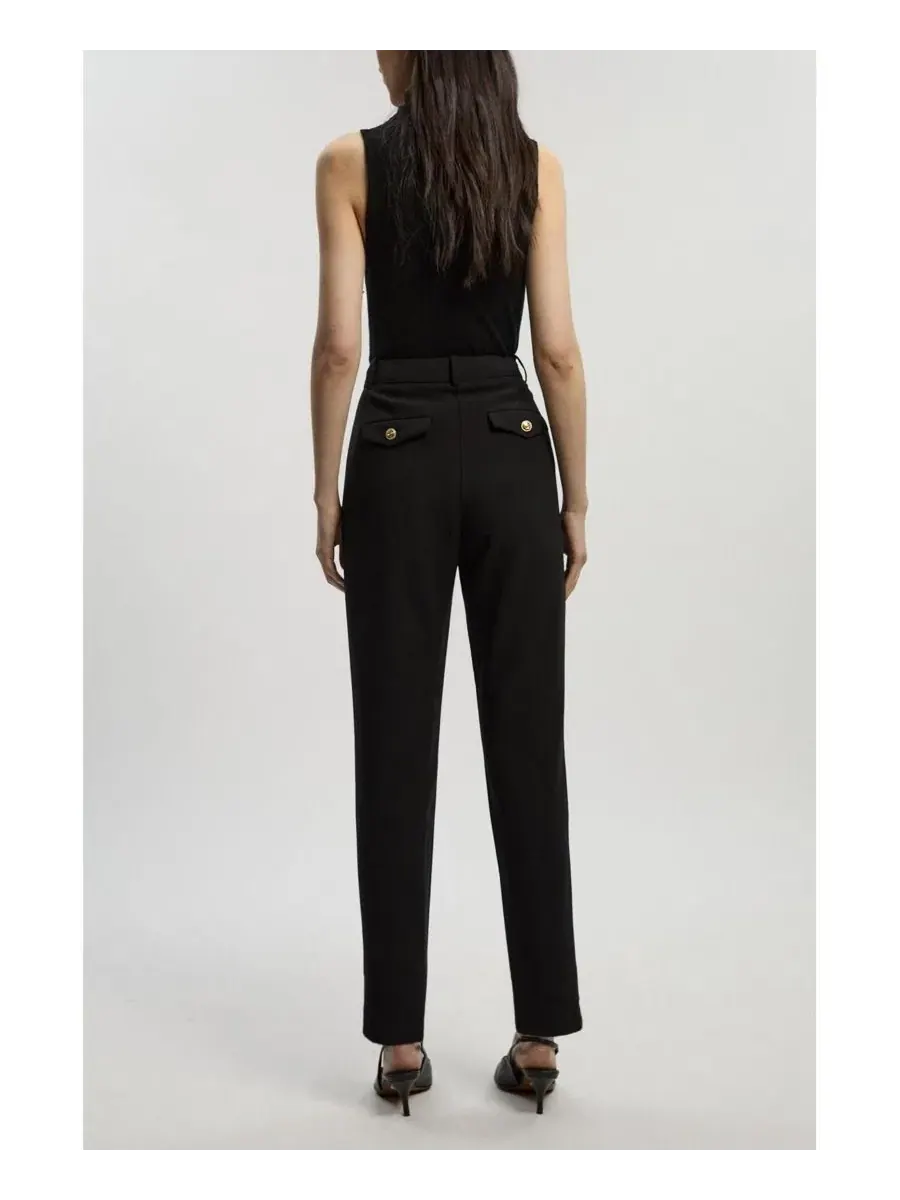 Укороченные военные прямые брюки Karen Millen — изображение 7 из 8, черный