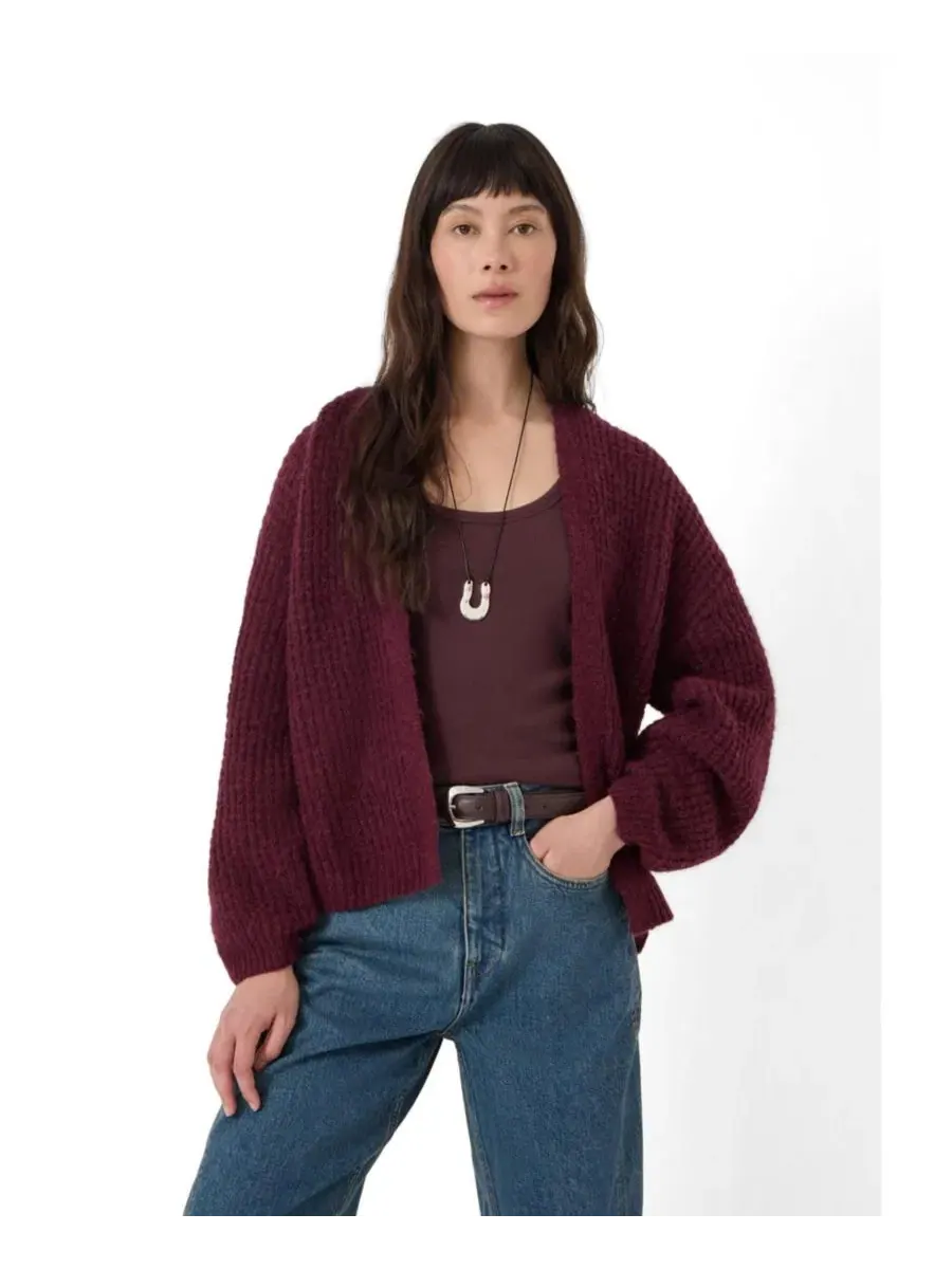 Кардиган женский с вафельным узором Flossie Waffle Stitch Hush — красный