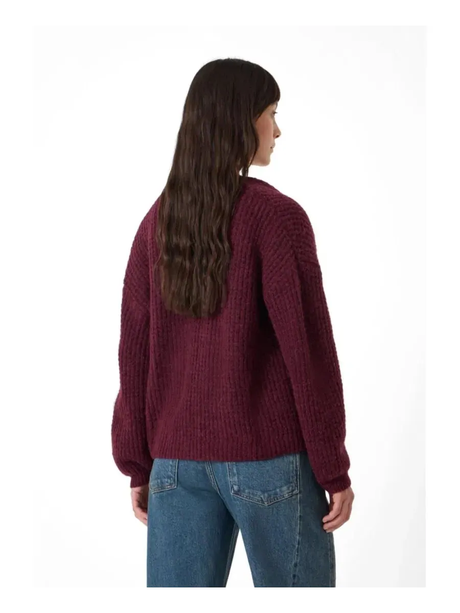 Кардиган женский с вафельным узором Flossie Waffle Stitch Hush — изображение 2 из 4, бордовый красный