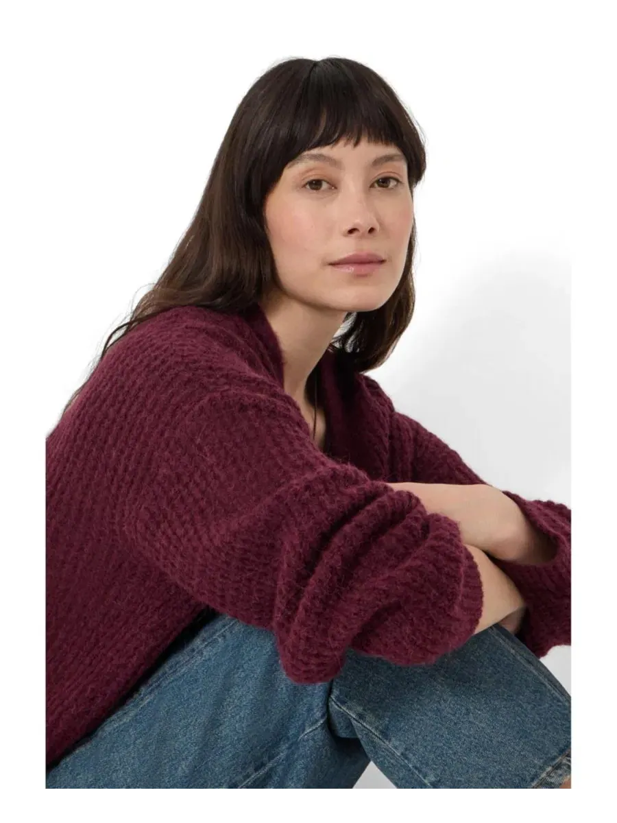 Кардиган женский с вафельным узором Flossie Waffle Stitch Hush — изображение 3 из 4, бордовый красный