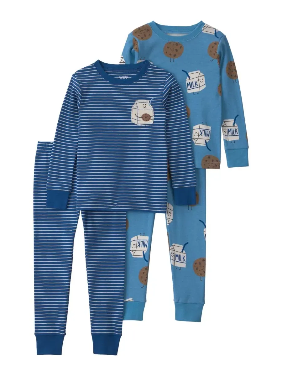 Комплект пижам из 4 предметов с длинным рукавом, с принтом Milk and Cookies Carter's