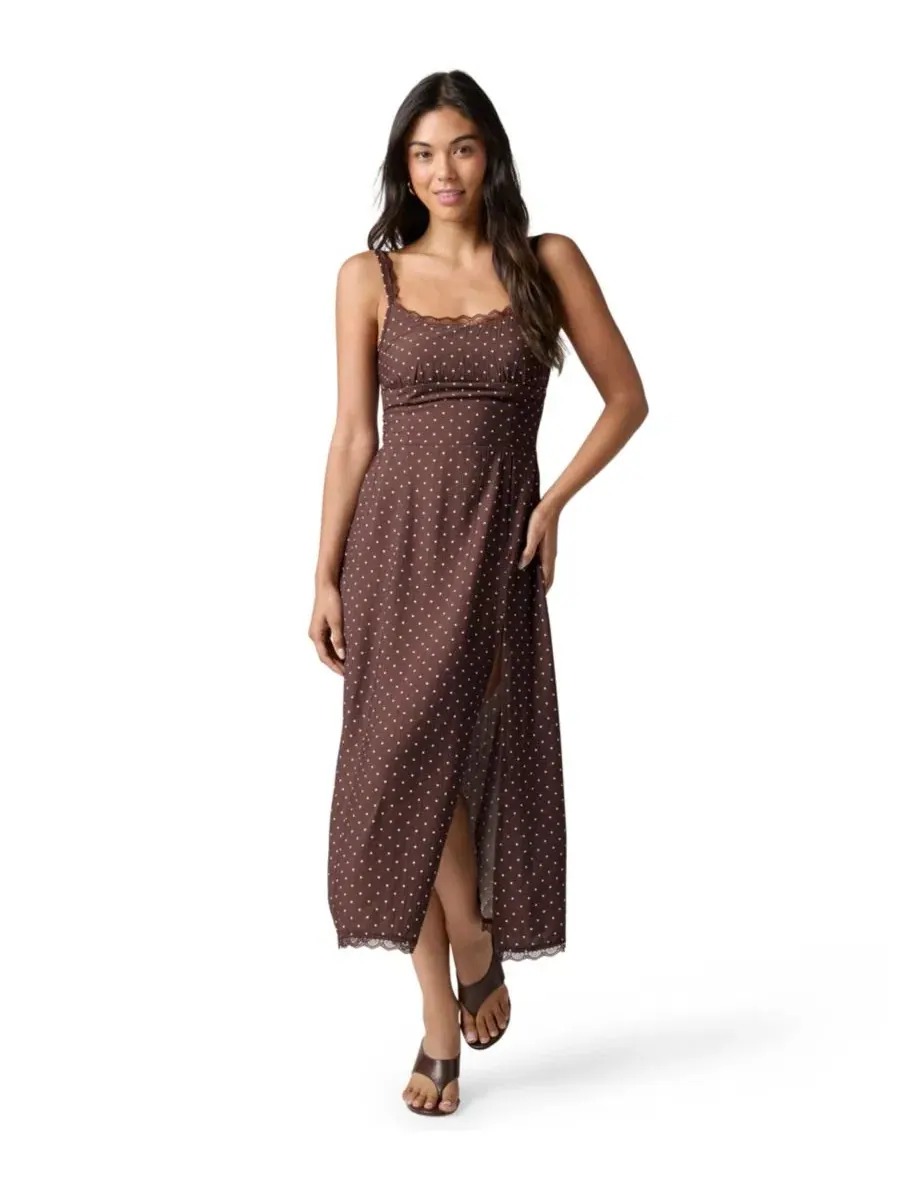Платье-комбинация миди с разрезом, модель Scoop Neck Midi Slip Dress FLORENCE BY MILLS