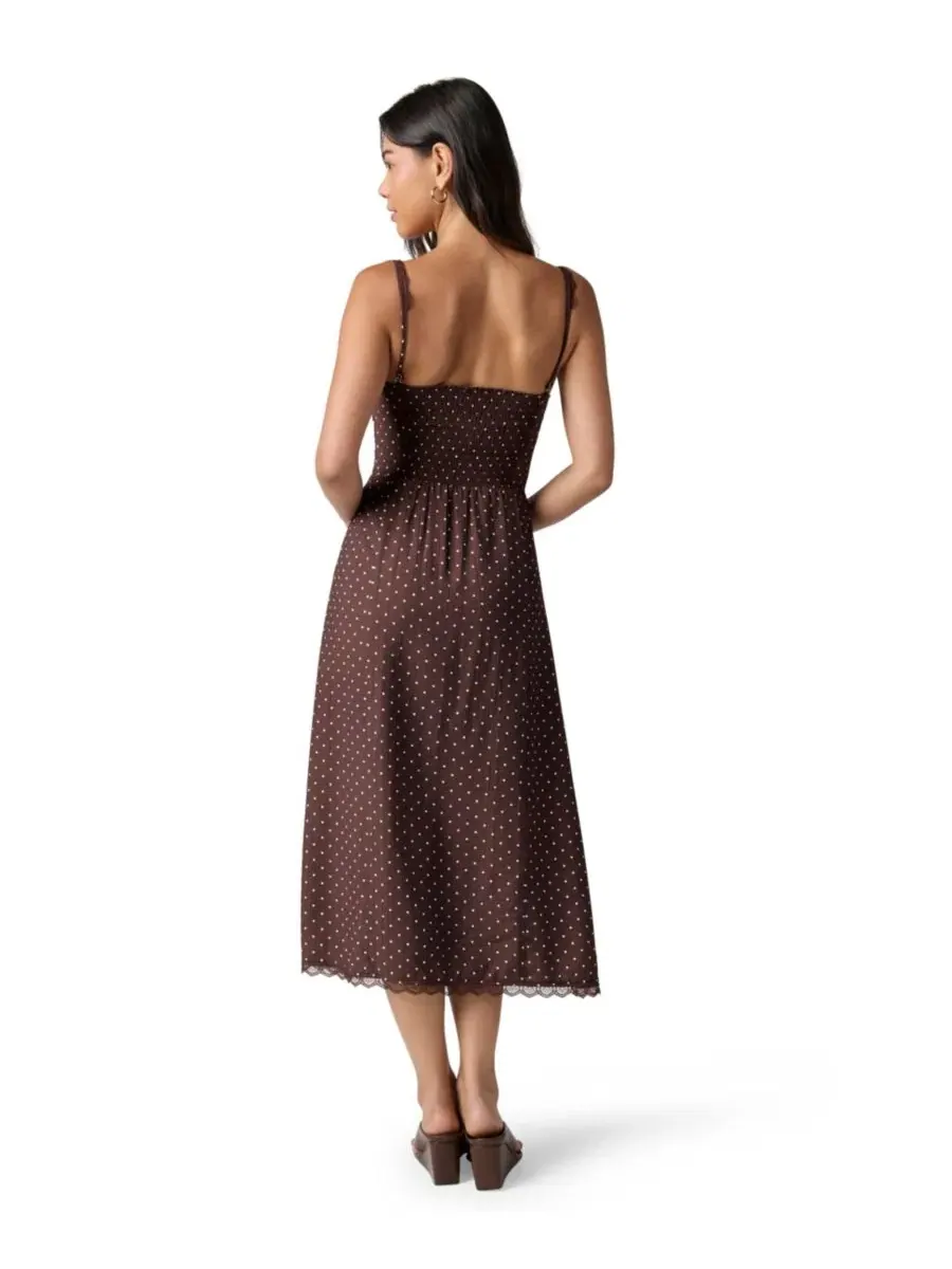 Платье-комбинация миди с разрезом, модель Scoop Neck Midi Slip Dress FLORENCE BY MILLS — изображение 5 из 6, коричневый