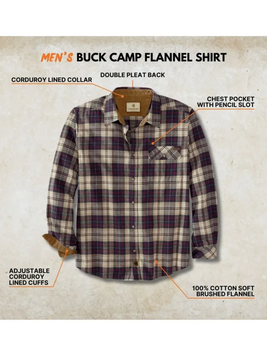 Мужская рубашка с длинным рукавом Buck Camp Legendary Whitetails — изображение 4 из 6, коричневый