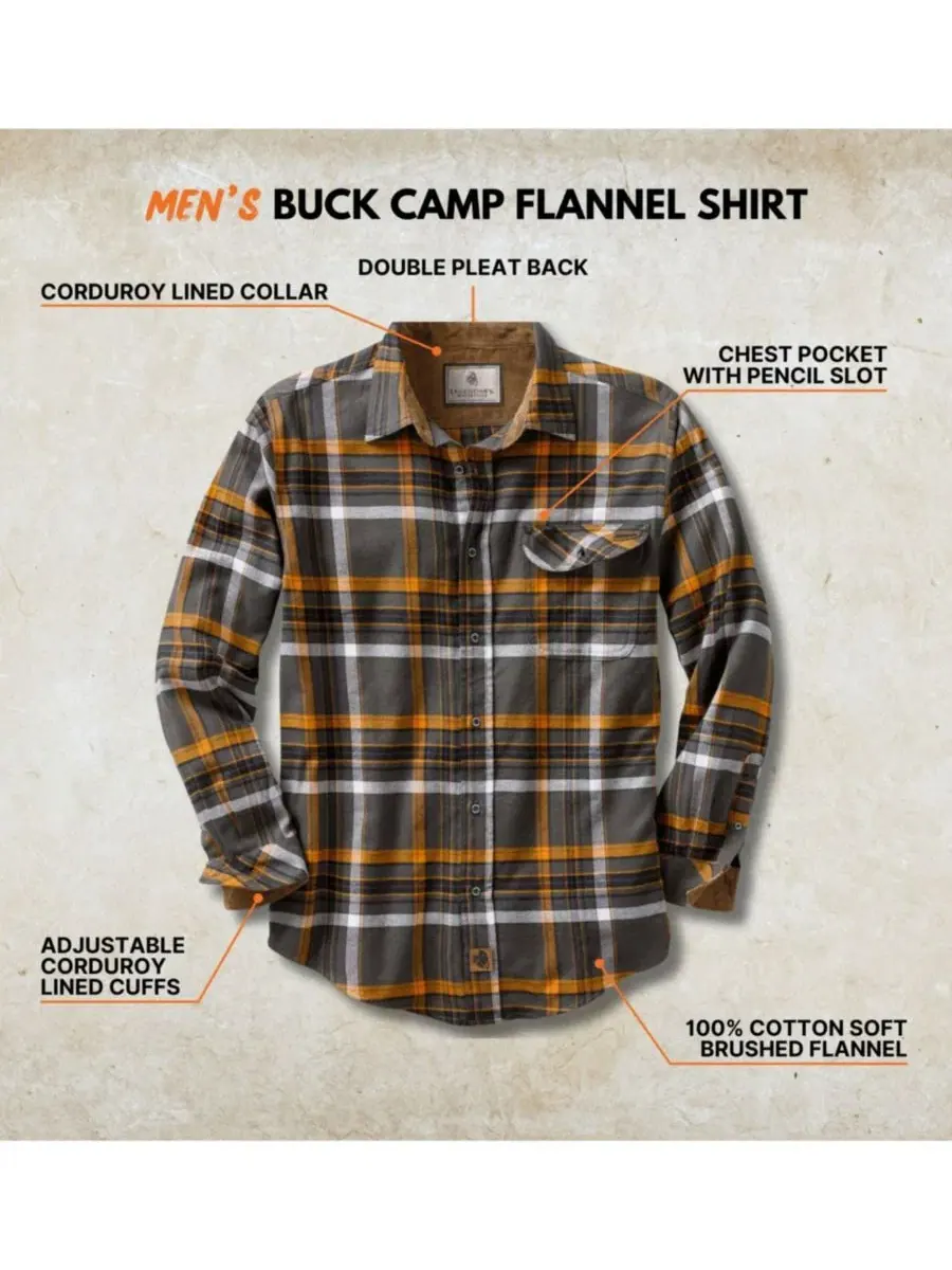 Фланелевая рубашка с длинным рукавом Buck Camp Legendary Whitetails — изображение 2 из 6, платиновый серый