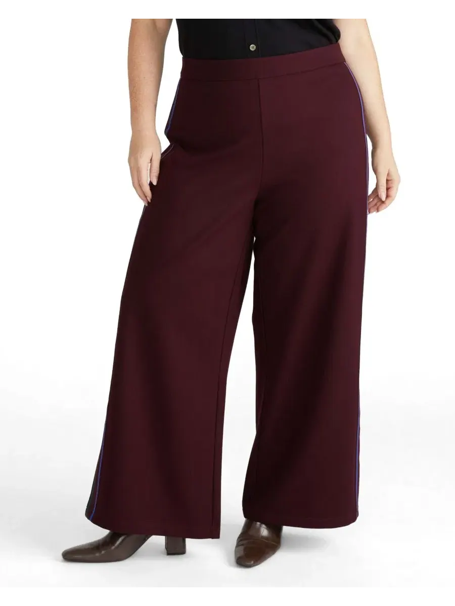 Брюки с широкой штаниной и боковой полосой Plus Size Wide Leg Stripe Ponte Pants Universal Standard