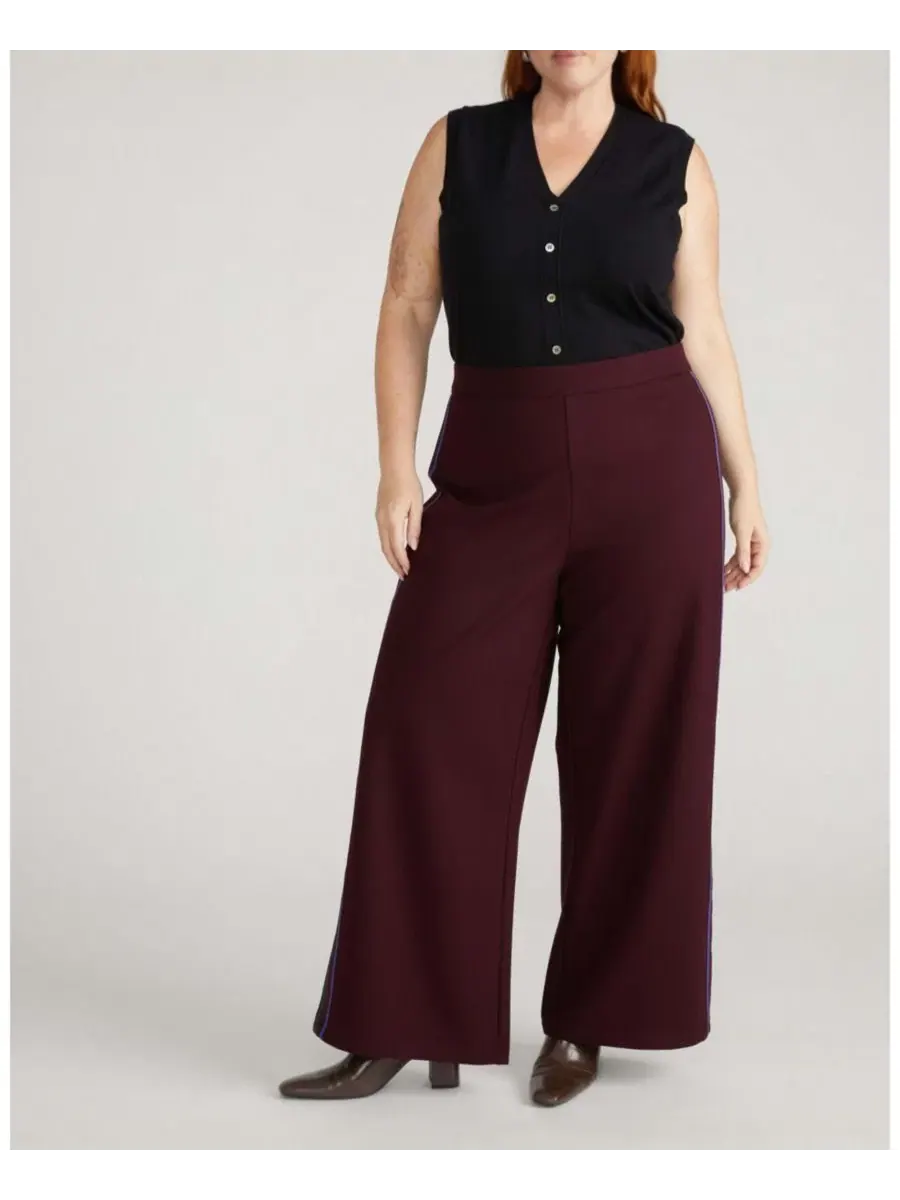 Брюки с широкой штаниной и боковой полосой Plus Size Wide Leg Stripe Ponte Pants Universal Standard — изображение 3 из 4