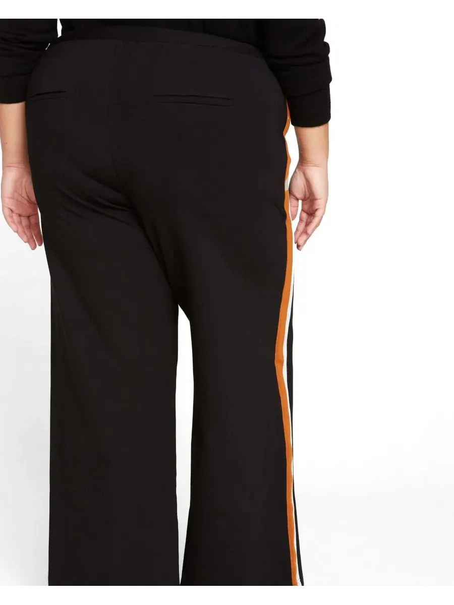 Брюки с широкой штаниной и боковой полосой, Ponte, Plus Size Universal Standard — изображение 3 из 3, черный/белый