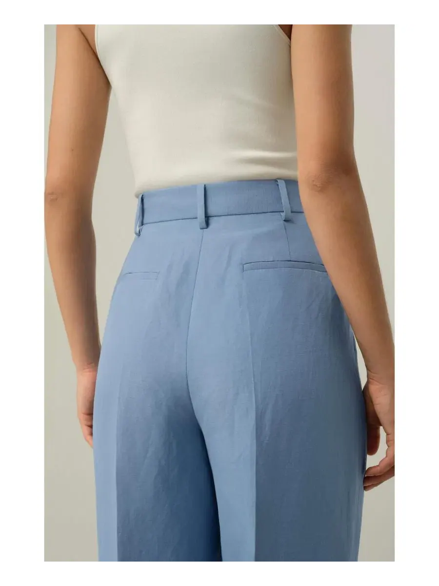 Брюки свободного кроя с высокой посадкой Chambray Blue LILYSILK — изображение 7 из 7, синий