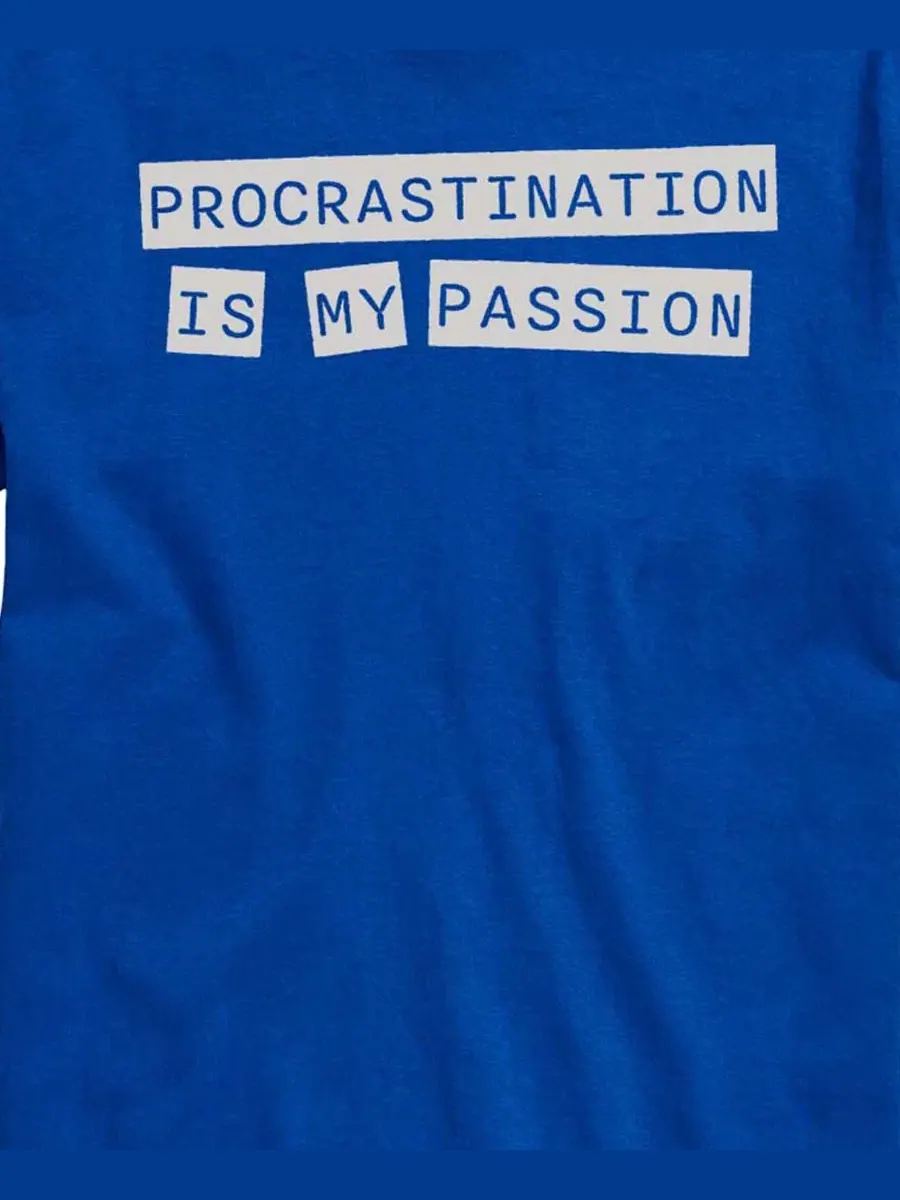 Футболка с коротким рукавом и принтом Procrastination Is My Passion AIRWAVES — изображение 3 из 3, синий