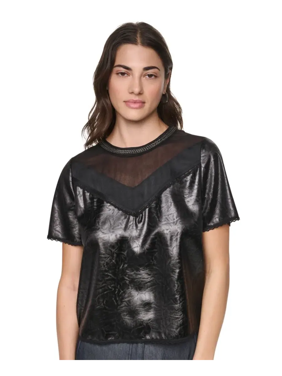 Блуза с цепочкой-колье и коротким рукавом DKNY