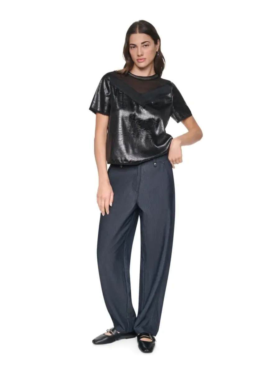 Блуза с цепочкой-колье и коротким рукавом DKNY — изображение 2 из 7, черный