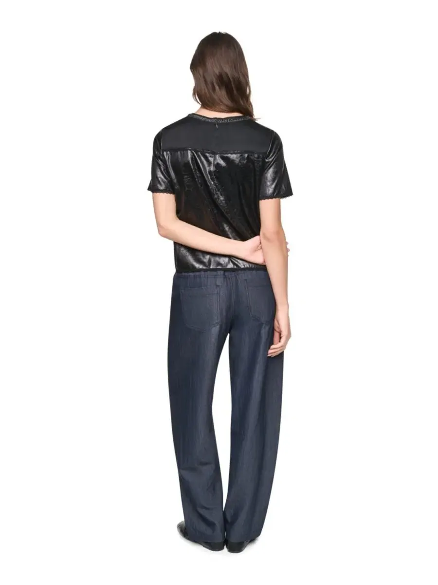 Блуза с цепочкой-колье и коротким рукавом DKNY — изображение 7 из 7, черный