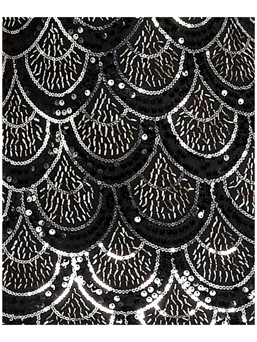 Платье с пайетками и бретельками-спагетти, модель Scalloped Pattern Beaded Detail Chiffon Back-Tie — изображение 6 из 6