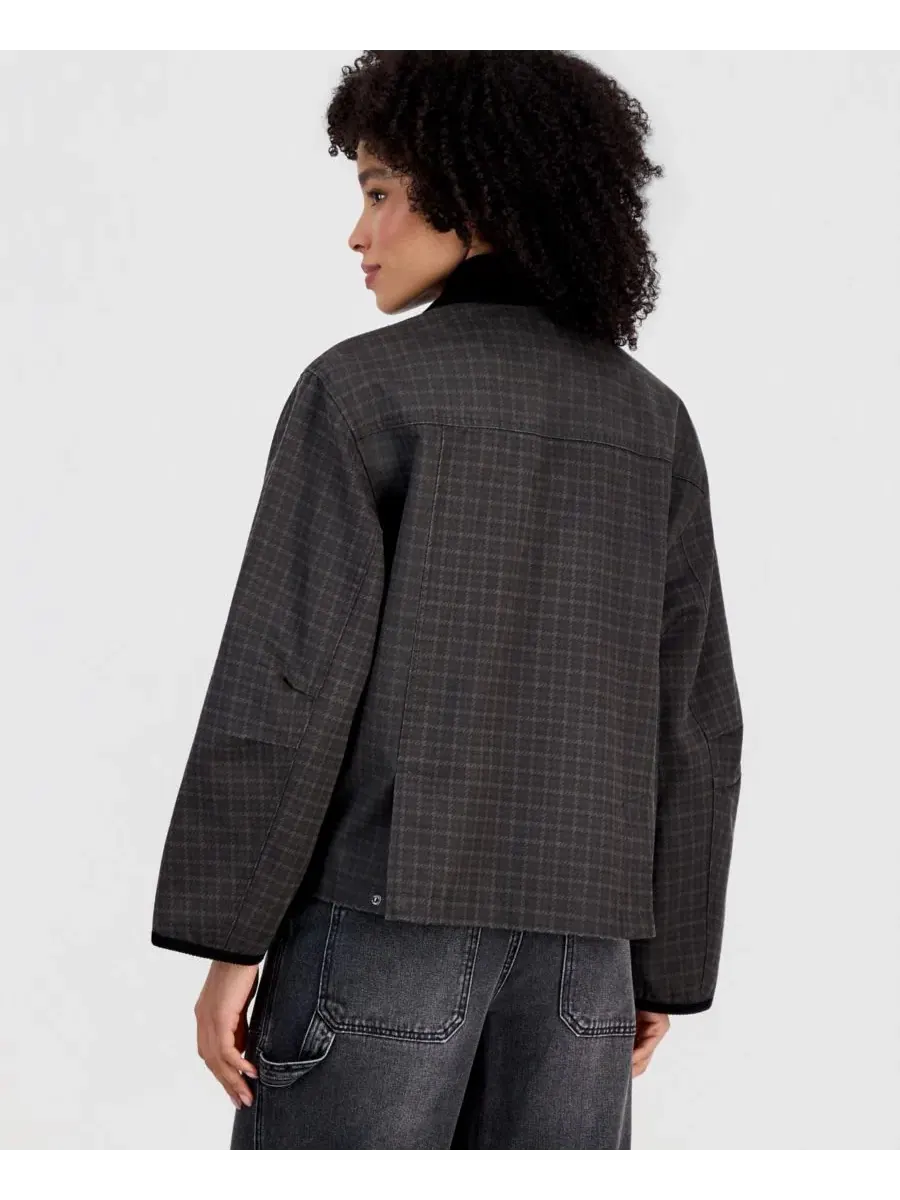 Женская куртка-бомбер с воротником из вельвета, модель Corduroy-Collar Short Wax Barn Jacket — изображение 3 из 3