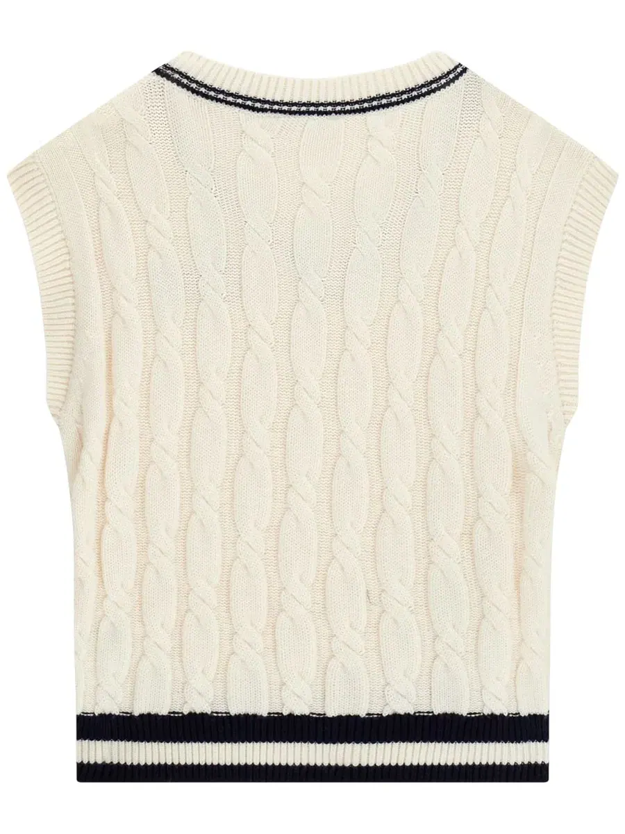 Жилет без рукавов с V-образным вырезом, модель Sleeveless Sweater GUESS — изображение 2 из 3, белый