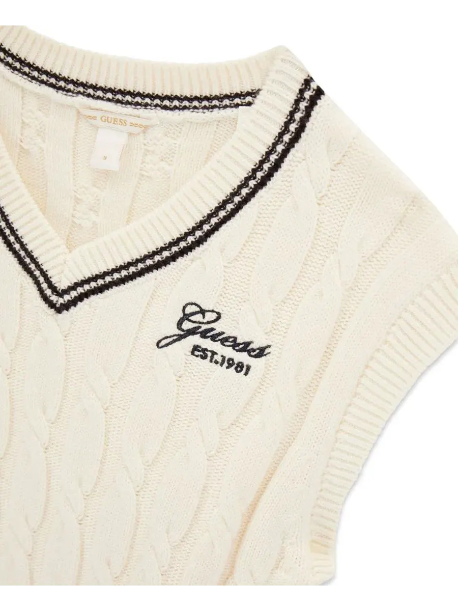 Жилет без рукавов с V-образным вырезом, модель Sleeveless Sweater GUESS — изображение 3 из 3, белый