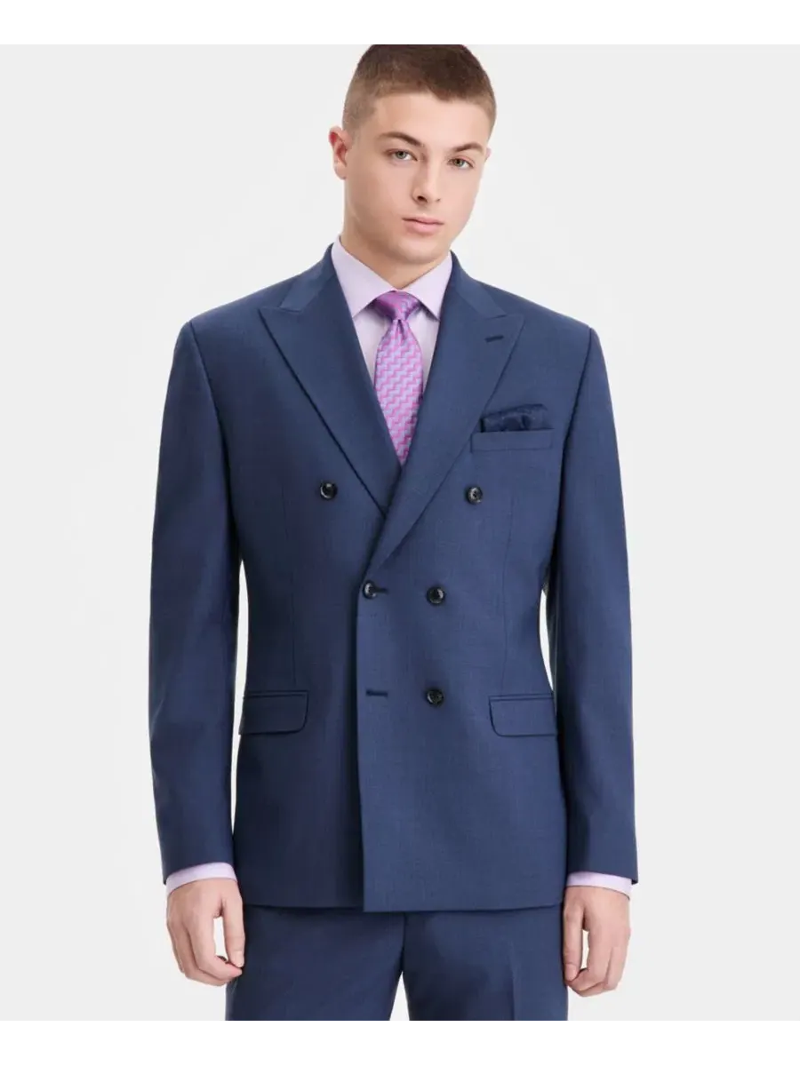 Костюм-двойка мужской Slim Fit с двубортным пиджаком, шерстяная смесь Bar III