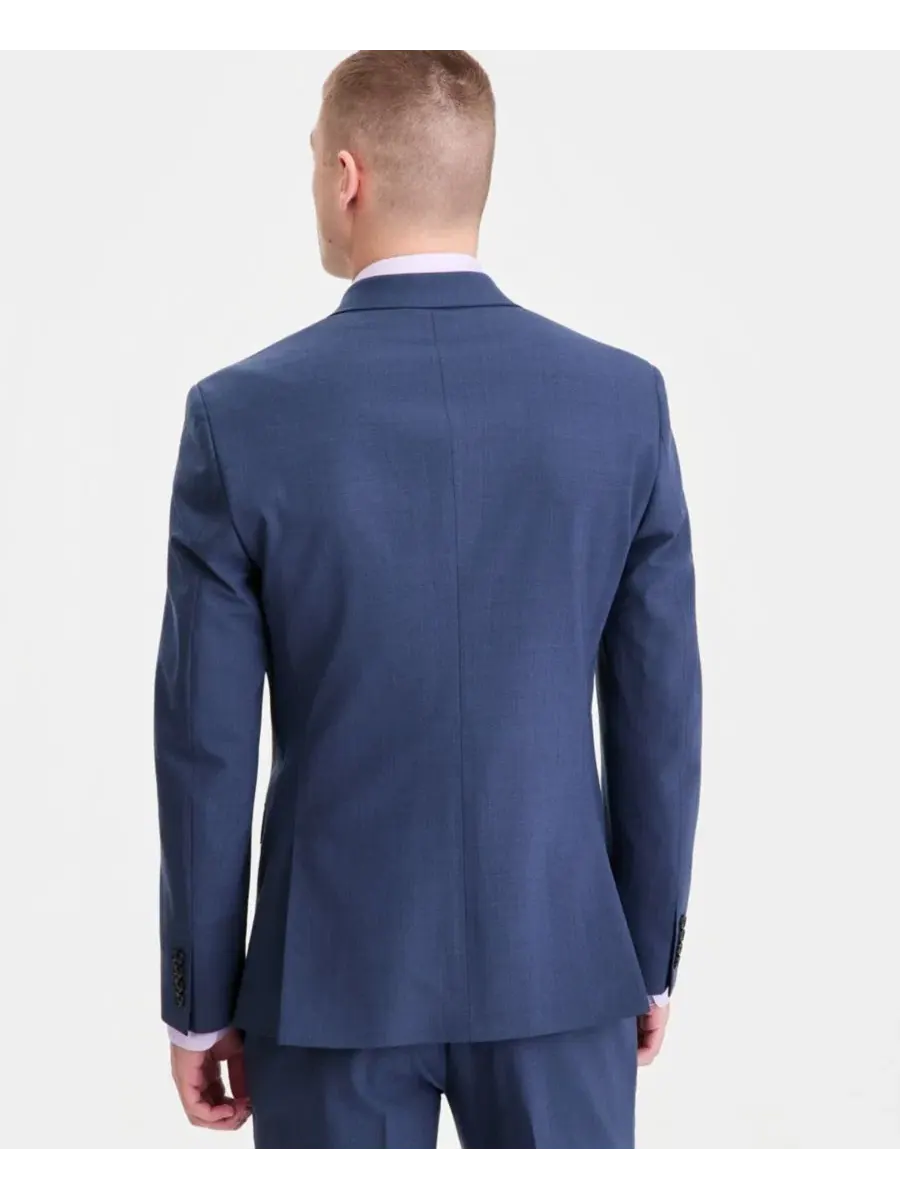 Костюм-двойка мужской Slim Fit с двубортным пиджаком, шерстяная смесь Bar III — изображение 4 из 5, синий