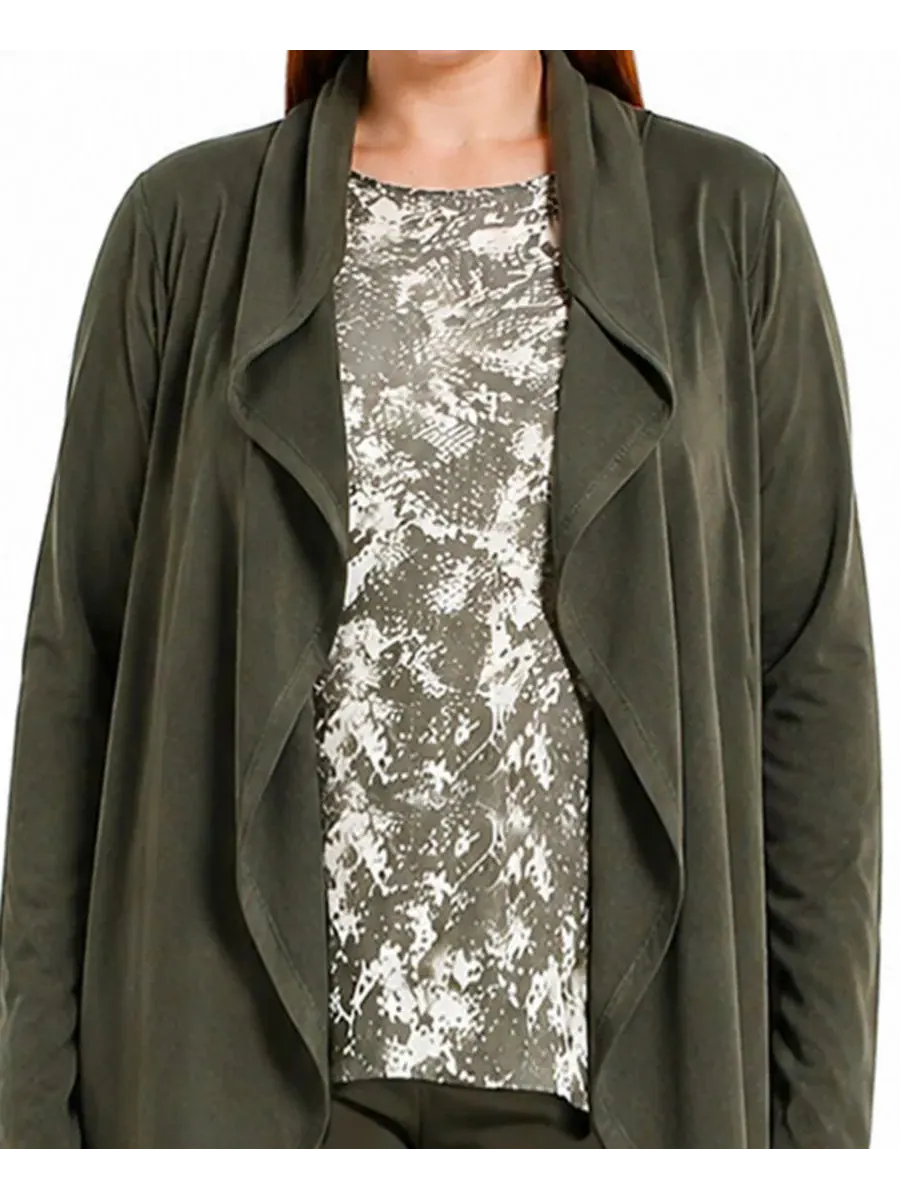 Кардиган с запахом Plus Size Draped Flyaway Cardigan COIN 1804 — изображение 3 из 4, оливковый