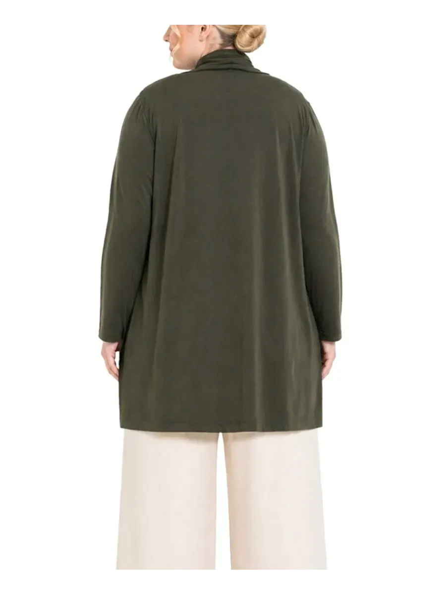 Кардиган с запахом Plus Size Draped Flyaway Cardigan COIN 1804 — изображение 4 из 4, оливковый