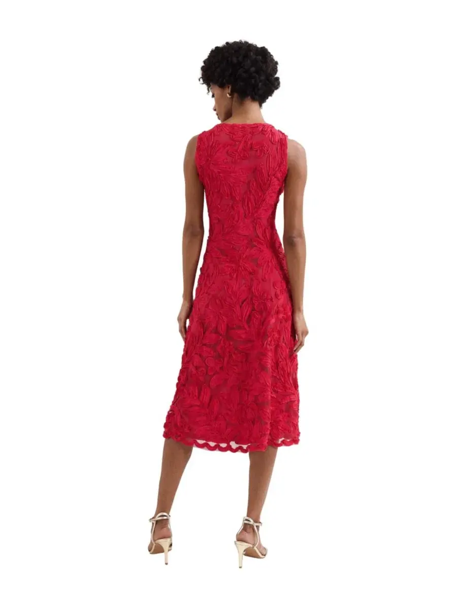 Платье-миди с цветочной аппликацией, без рукавов, Paloma Embroidered Fit Flare Phase Eight — изображение 3 из 6, розовый