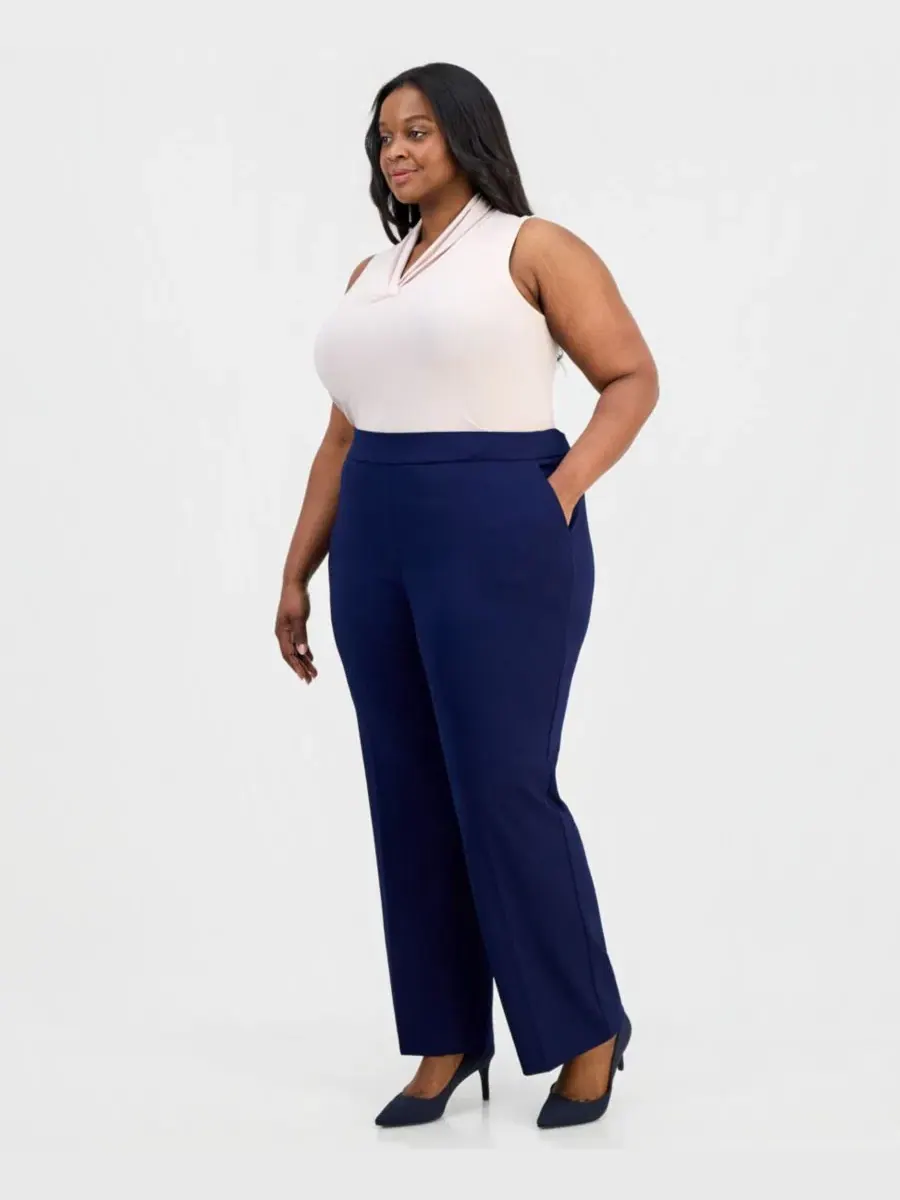Брюки прямого кроя больших размеров, надеваемые через голову Anne Klein Essentials — изображение 3 из 4
