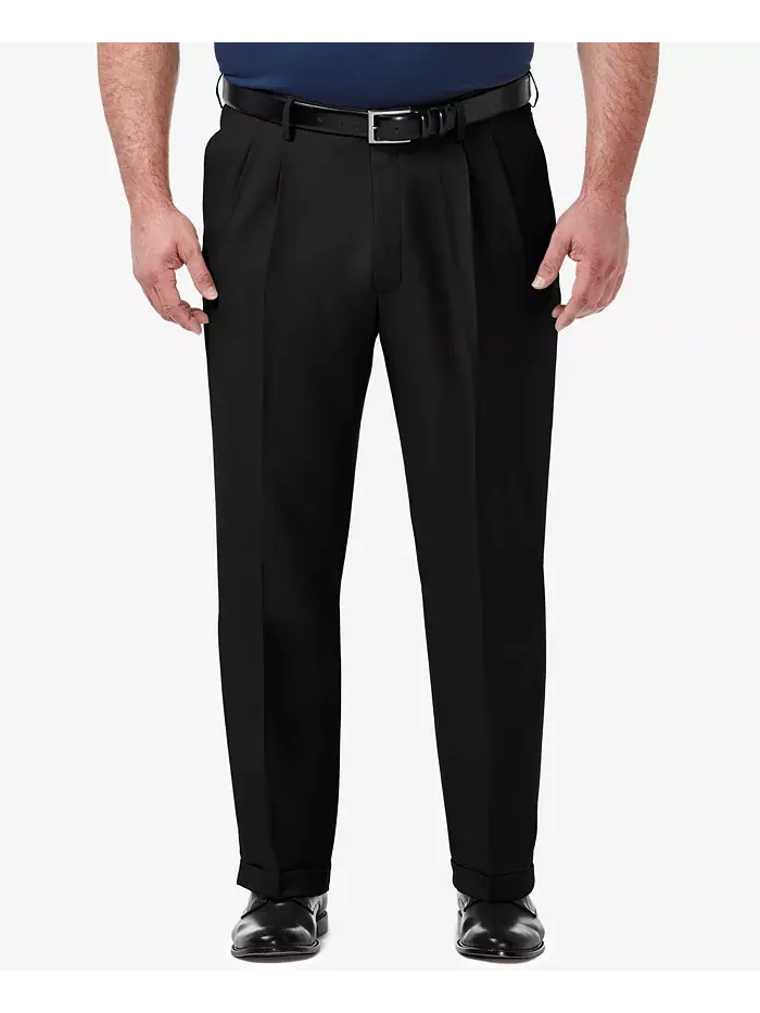 Мужские классические брюки со складками Big & Tall Premium Comfort Stretch, однотонные Haggar — 1