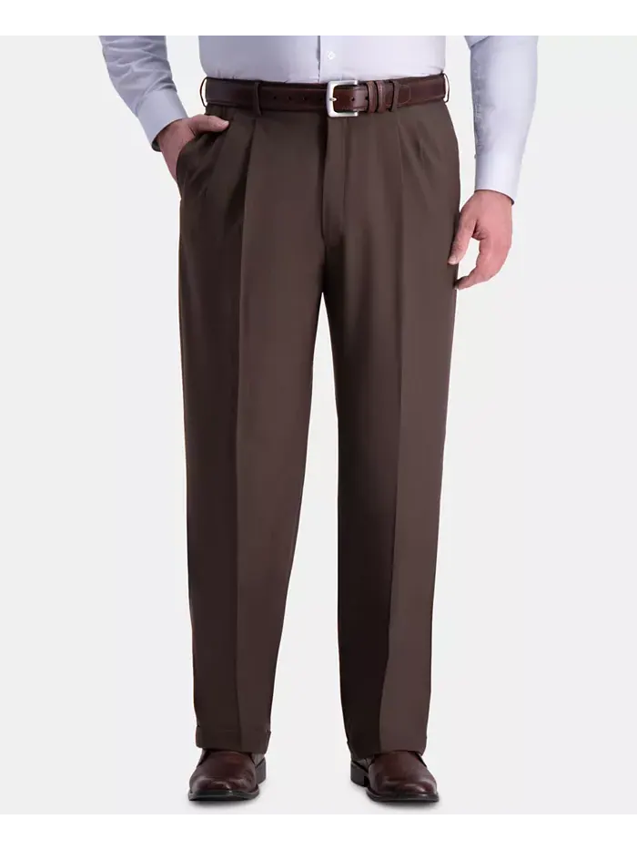 Мужские классические брюки со складками Big & Tall Premium Comfort Stretch, однотонные Haggar — 1