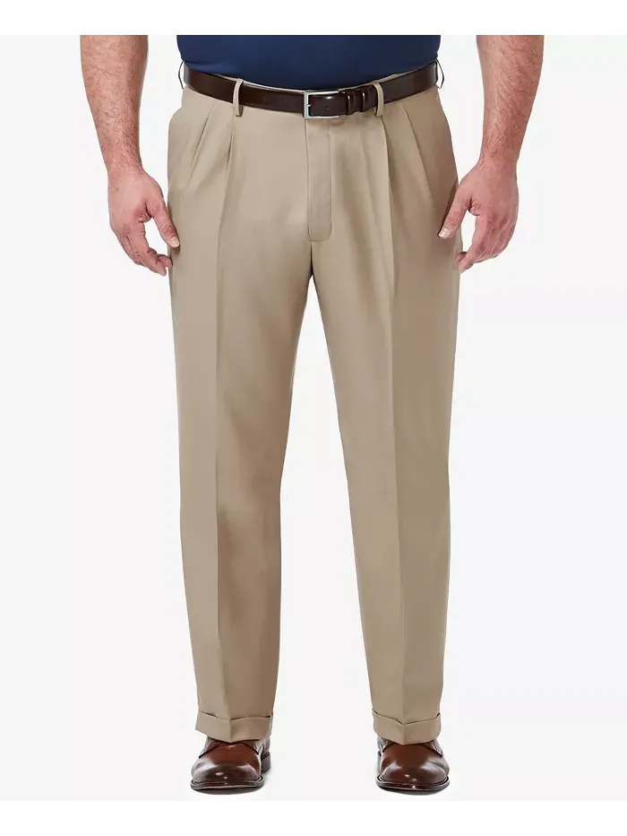 Мужские классические брюки со складками Big & Tall Premium Comfort Stretch, однотонные Haggar — 1