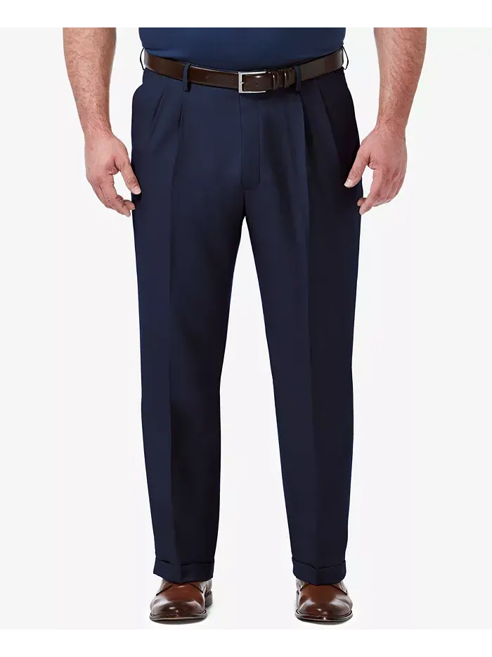 Мужские классические брюки со складками Big & Tall Premium Comfort Stretch, однотонные Haggar — синий
